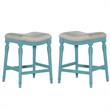 Home Square 2 Piece Saddle Polyester Upholstery Wood Counter Stool Set in Blue