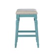 Home Square 3 Piece Saddle Polyester Upholstery Wood Counter Stool Set in Blue