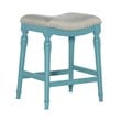 Home Square 3 Piece Saddle Polyester Upholstery Wood Counter Stool Set in Blue