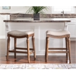 Home Square 2 Piece Saddle Polyester Upholstery Wood Counter Stool Set in Brown