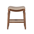 Home Square 2 Piece Saddle Polyester Upholstery Wood Counter Stool Set in Brown