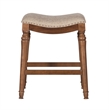 Home Square 2 Piece Saddle Polyester Upholstery Wood Counter Stool Set in Brown