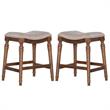 Home Square 2 Piece Saddle Polyester Upholstery Wood Counter Stool Set in Brown