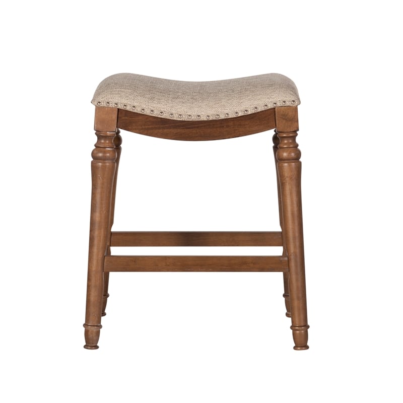 Home Square 3 Piece Saddle Polyester Upholstery Wood Counter Stool Set in Brown