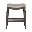 Home Square 2 Piece Saddle Polyester Upholstery Wood Counter Stool Set in Gray
