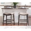 Home Square 2 Piece Saddle Polyester Upholstery Wood Counter Stool Set in Gray