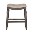 Home Square 2 Piece Saddle Polyester Upholstery Wood Counter Stool Set in Gray