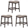 Home Square 3 Piece Saddle Polyester Upholstery Wood Counter Stool Set in Gray
