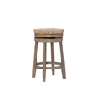Home Square 2 Piece Solid Wood Swivel Rush Counter Stool Set in Natural Brown