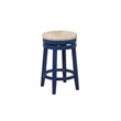 Home Square 2 Piece Solid Wood Swivel Rush Counter Stool Set in Navy Blue