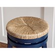 Home Square 2 Piece Solid Wood Swivel Rush Counter Stool Set in Navy Blue