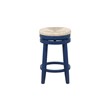 Home Square 2 Piece Solid Wood Swivel Rush Counter Stool Set in Navy Blue