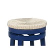 Home Square 2 Piece Solid Wood Swivel Rush Counter Stool Set in Navy Blue