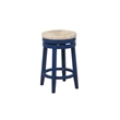 Home Square 3 Piece Solid Wood Swivel Rush Counter Stool Set in Navy Blue