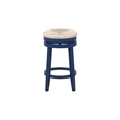 Home Square 3 Piece Solid Wood Swivel Rush Counter Stool Set in Navy Blue