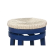 Home Square 3 Piece Solid Wood Swivel Rush Counter Stool Set in Navy Blue