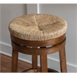 Home Square 2 Piece Solid Wood Swivel Rush Counter Stool Set in Walnut Brown