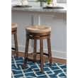 Home Square 2 Piece Solid Wood Swivel Rush Counter Stool Set in Walnut Brown