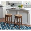 Home Square 3 Piece Solid Wood Swivel Rush Counter Stool Set in Walnut Brown