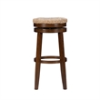 Home Square 2 Piece Solid Wood Swivel Rush Bar Stool Set in Walnut Brown