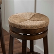 Home Square 2 Piece Solid Wood Swivel Rush Bar Stool Set in Walnut Brown
