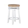 Home Square 2 Piece Swivel Rush Wood Counter Stool Set in White