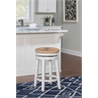 Home Square 2 Piece Swivel Rush Wood Counter Stool Set in White