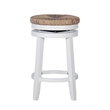 Home Square 2 Piece Swivel Rush Wood Counter Stool Set in White