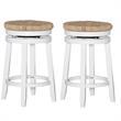 Home Square 2 Piece Swivel Rush Wood Counter Stool Set in White