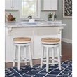 Home Square 3 Piece Swivel Rush Wood Counter Stool Set in White