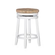 Home Square 3 Piece Swivel Rush Wood Counter Stool Set in White