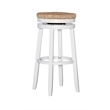 Home Square 2 Piece Swivel Solid Wood Rush Bar Stool Set in White