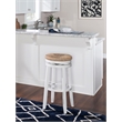 Home Square 2 Piece Swivel Solid Wood Rush Bar Stool Set in White