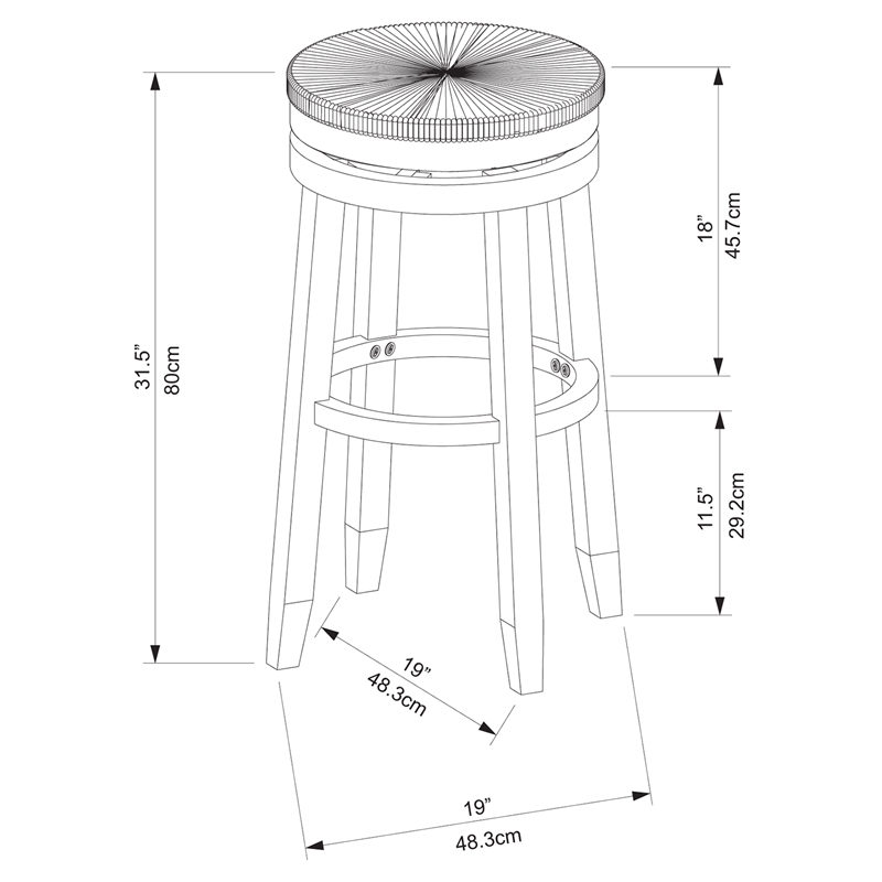 Home Square 2 Piece Swivel Solid Wood Rush Bar Stool Set in White