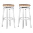Home Square 2 Piece Swivel Solid Wood Rush Bar Stool Set in White