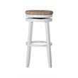 Home Square 3 Piece Swivel Solid Wood Rush Bar Stool Set in White