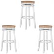 Home Square 3 Piece Swivel Solid Wood Rush Bar Stool Set in White