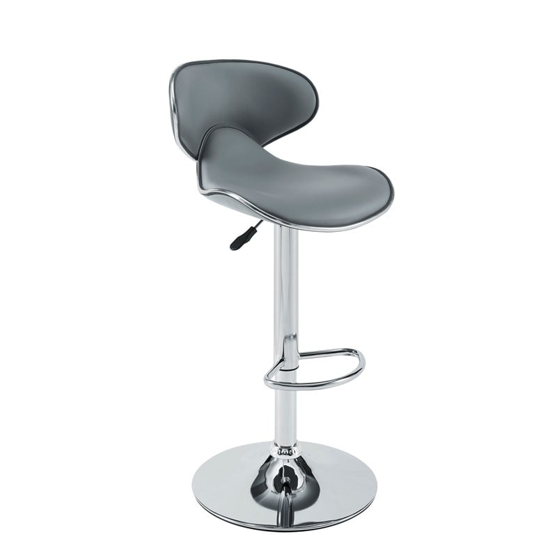Home Square 2 Piece Rounded Back Adjustable Metal Base Barstool Set in Gray