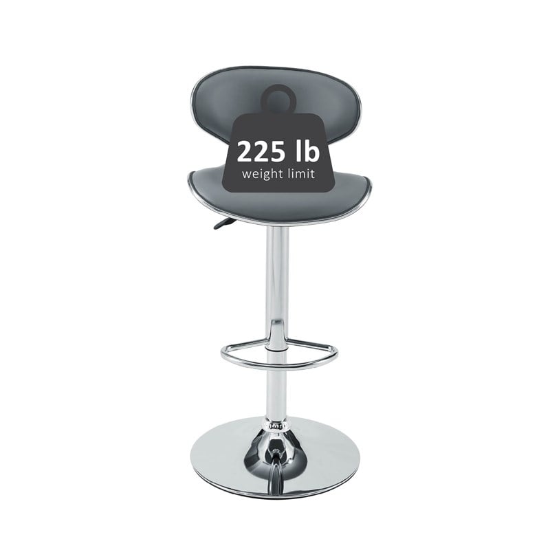 Home Square 2 Piece Rounded Back Adjustable Metal Base Barstool Set in Gray