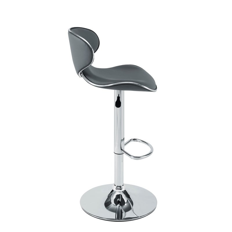 Home Square 2 Piece Rounded Back Adjustable Metal Base Barstool Set in Gray