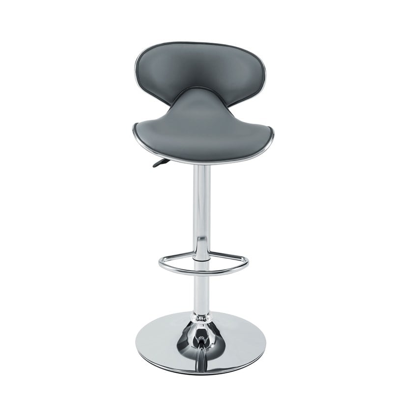 Home Square 2 Piece Rounded Back Adjustable Metal Base Barstool Set in Gray