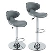 Home Square 2 Piece Rounded Back Adjustable Metal Base Barstool Set in Gray