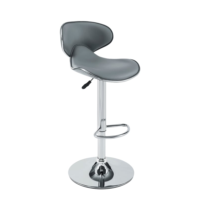 Home Square 3 Piece Rounded Back Adjustable Metal Base Barstool Set in Gray
