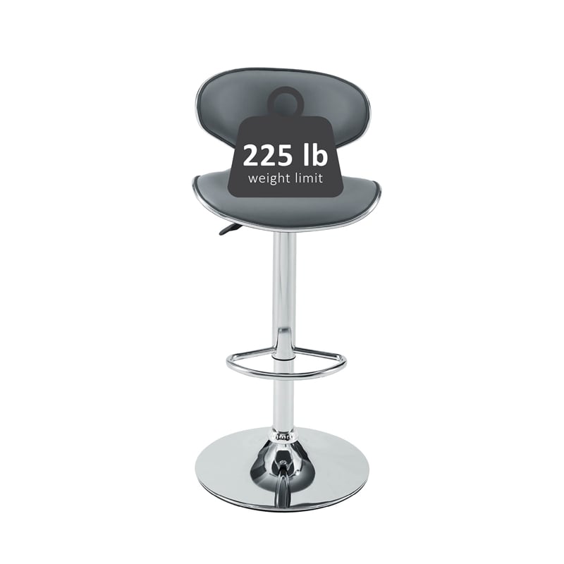 Home Square 3 Piece Rounded Back Adjustable Metal Base Barstool Set in Gray