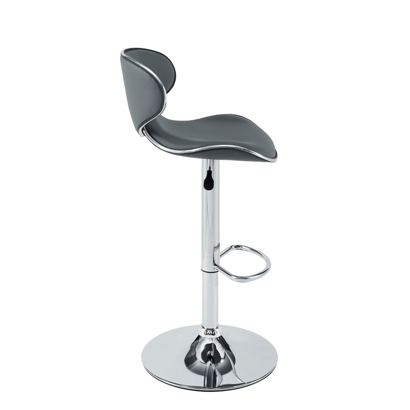 Home Square 3 Piece Rounded Back Adjustable Metal Base Barstool Set in Gray