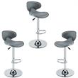 Home Square 3 Piece Rounded Back Adjustable Metal Base Barstool Set in Gray