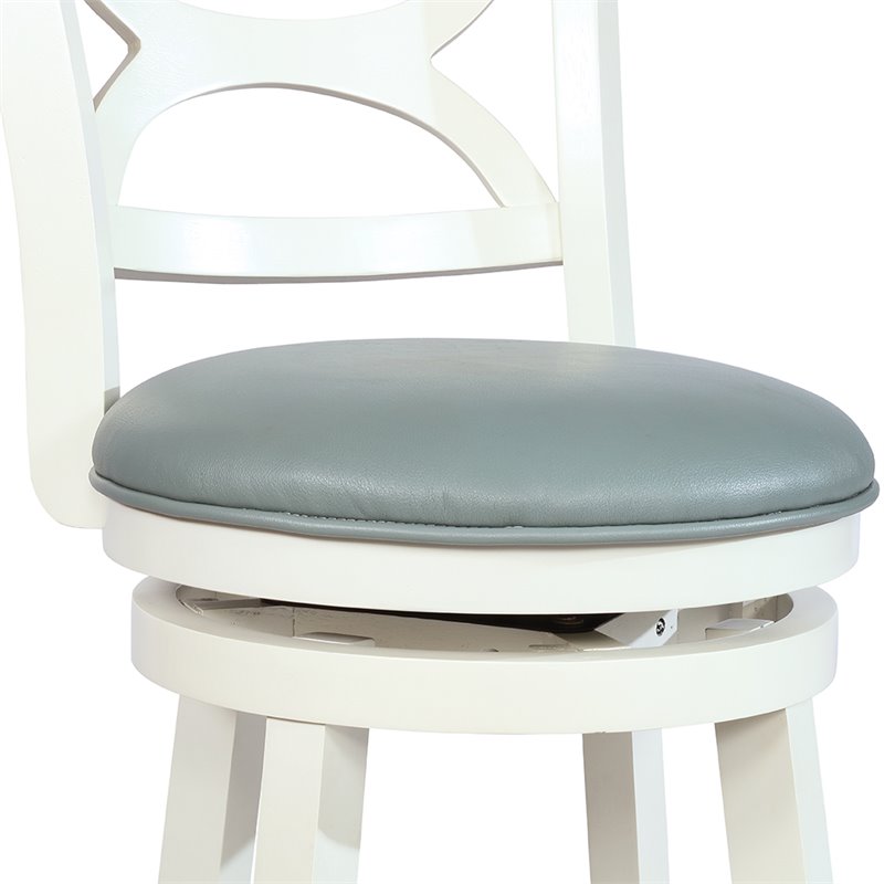 Home Square 2 Piece Swivel Wood Counter Stool Set with PU Seat in Cream