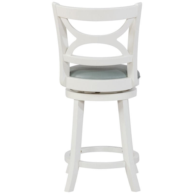 Home Square 2 Piece Swivel Wood Counter Stool Set with PU Seat in Cream