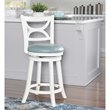 Home Square 2 Piece Swivel Wood Counter Stool Set with PU Seat in Cream
