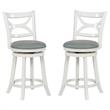 Home Square 2 Piece Swivel Wood Counter Stool Set with PU Seat in Cream